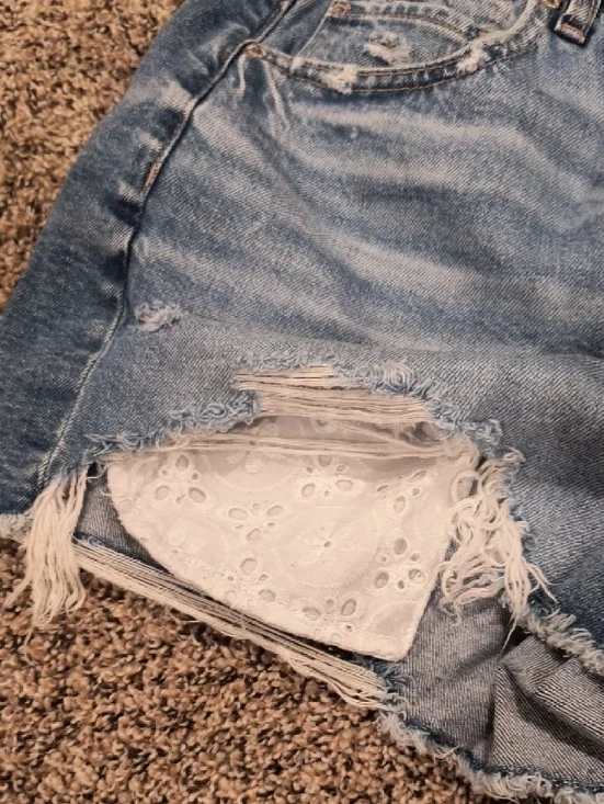 American Eagle Outfitters Light Blue Distressed Jean Shorts - Picture 5 of 5